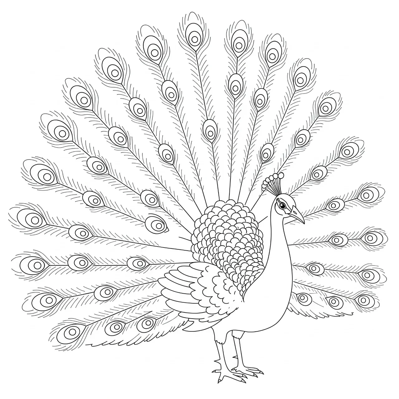 The Majestic Peacock - Ready to Color!