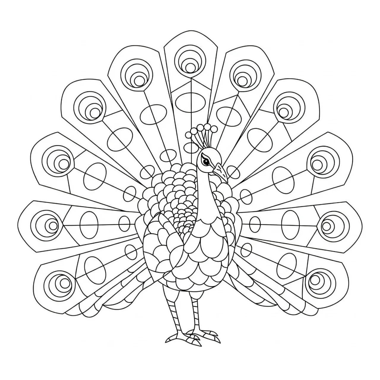 Peacock with Patterns - Geometric Fun!